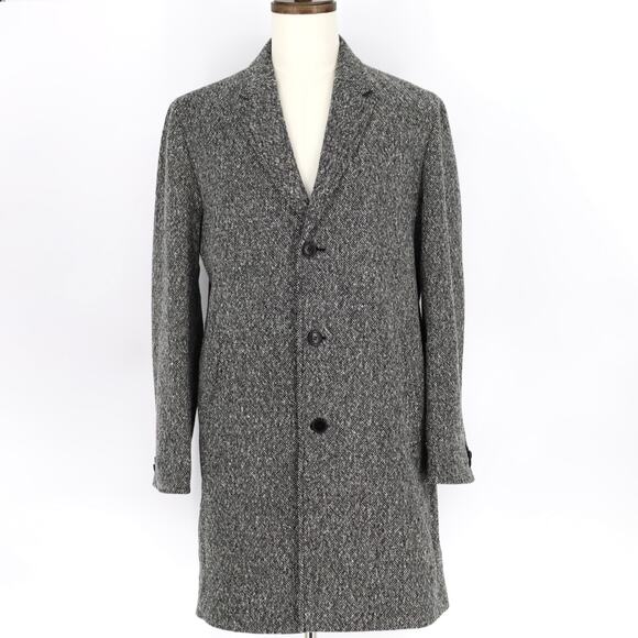 Hugo Boss Men's Charcoal Melange Wool Malte Modern Slim-Fit Overcoat Size 40R - Picture 4 of 12